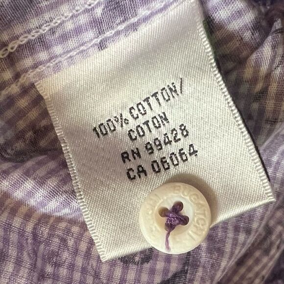 Bugatchi 100% Cotton Shaped Fit Paisley Button Down Shirt Sz XL Lilac Chest 46” - Picture 7 of 8